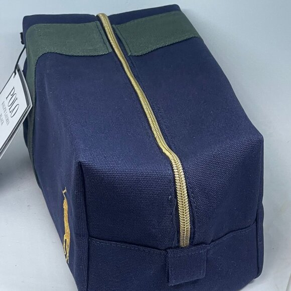 BNWT Ralph Lauren Polo Black Travel Toiletry Cosmetic Bag - Blue w/ Green Accent - Picture 3 of 10